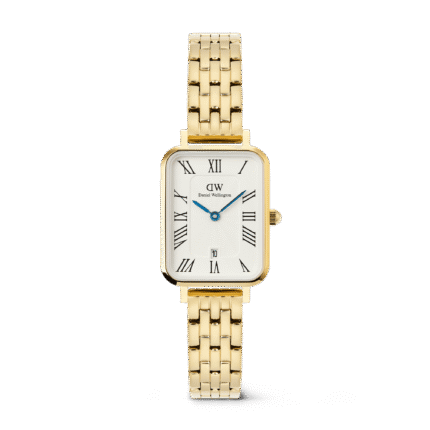 Quadro  Roman Numerals Date 5-link Gold
