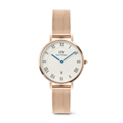 Petite Roman Numerals Date Rose Gold